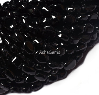 Natural Black Spinel Smooth Oval Shape Beads,13" Strand Spinel Handmade Uneven Oval Shape Beads, Black Spinel Beads For Jewelry Making Craft