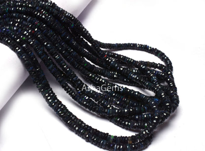 AAA Quality Blue Ethiopian Opal faceted tyre Gemstone Beads, Welo Flash Ethiopian Opal Tyre Beads, Opal faceted Tyre Beads Necklace Jewelry