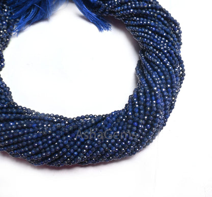 2.2mm Natural Blue Lapis Micro Cut Faceted Rondelle Shape Beads, Fine Quality Lapis Lazuli Machine Cut Gemstone Tiny Bead Jewelry Craft SALE