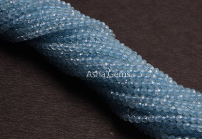 AAA Quality Blue Aquamarine Micro Cut Gemstone Beads,2.5 mm Natural Aquamarine Machine Cut Rondelle Beads, Real Blue Aquamarine Bead Jewelry