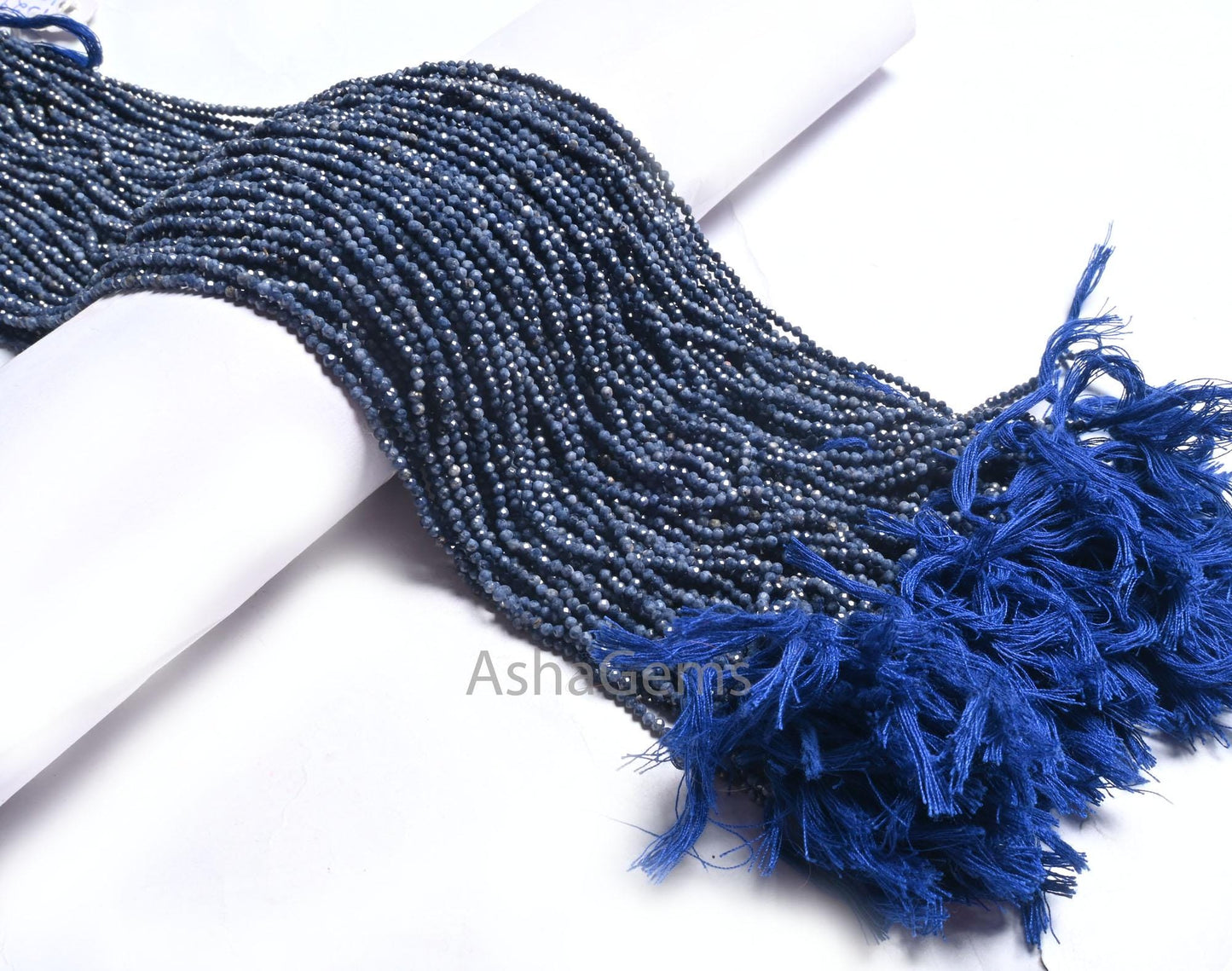 12.5"Strand Natural Blue Sapphire Micro Cut Rondelle Faceted Gemstone Beads,2.25-2.4 mm Sapphire machine cut Bead Jewelry Making Craft SALE