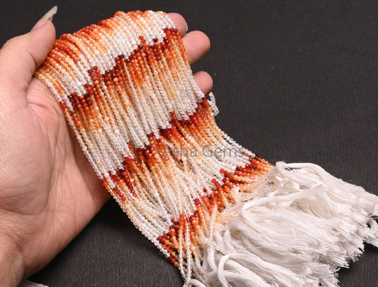AAA Quality Mexican Fire Opal Micro Cut Faceted Rondelle Beads,2.5 mm Orange Red Shaded Fire Opal machine Cut Beads jewelry Necklace Crafts