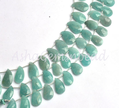 Natural Amazonite Fancy Mango Shape Faceted Gemstone Beads, Blue Amazonite Side Drill Fancy Keri Briolette Bead, Blue Amazonite Bead Jewelry