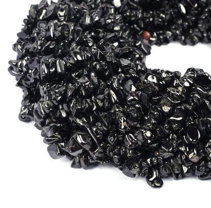 34"Strand Natural Black Spinel Uncut Chips Beads Gemstone Black Spinal Raw Rough Nugget Beads, Spinel Beads Uneven Uncut Chip Jewelry Crafts