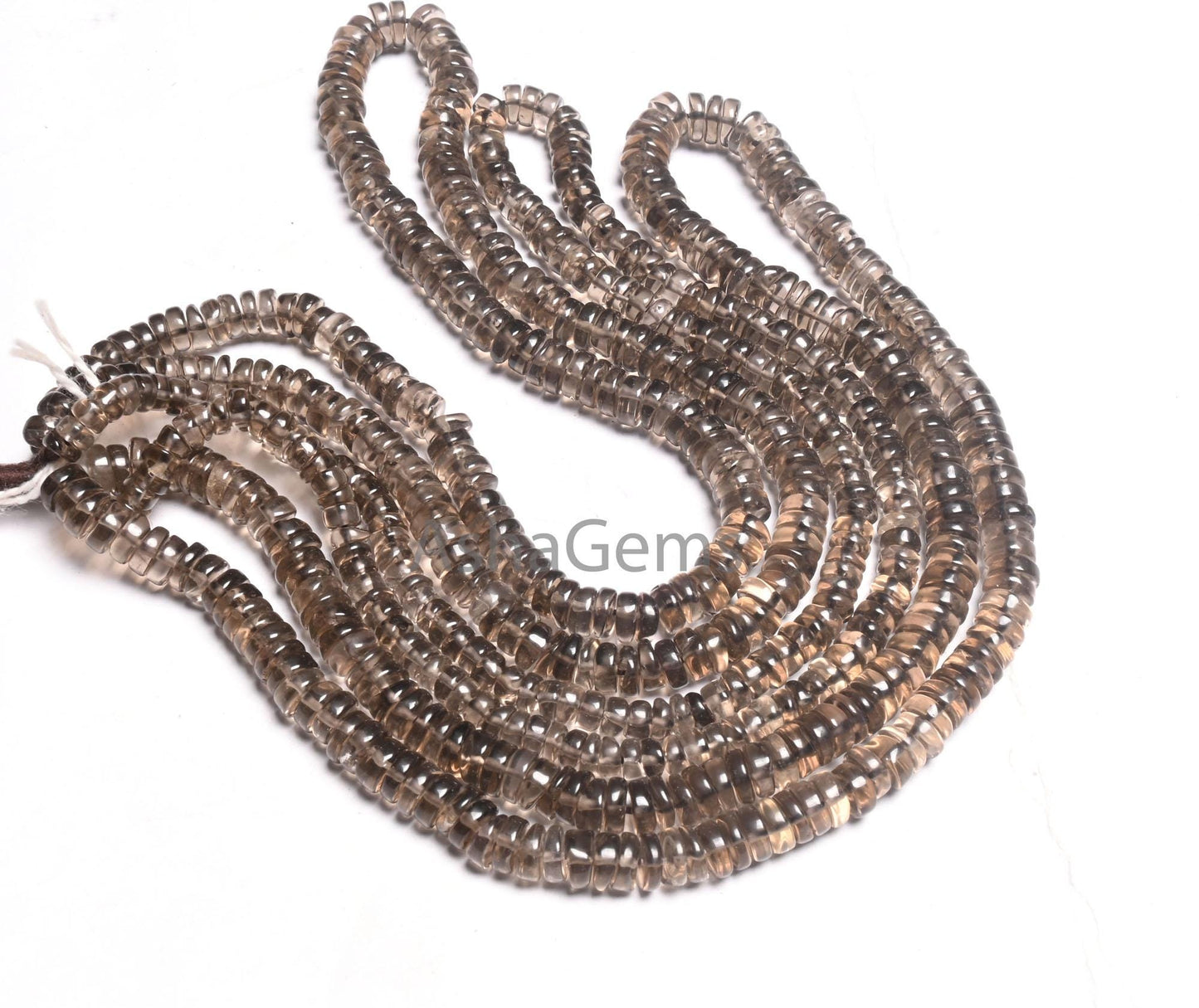 Fine Smoky Quartz Handmade Flat Tyre Shape Smooth Beads,18" Strand natural  Smoky Plain Tyre Gemstone Loose Smoky Beads Jewelry making Craft