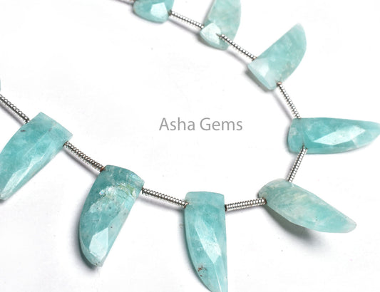 Beautiful Amazonite Fancy Side Drill Faceted Beads,6-18 mm Blue Amazonite Weapon Shape Gemstone Briolette Beads, Natural Amazonite Bead SALE