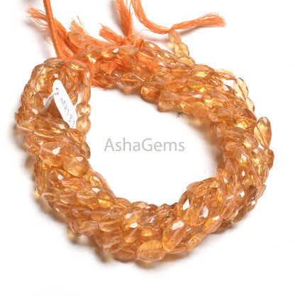 Beautiful Yellow Citrine Faceted Nugget Gemstone Beads, Fine Quality Natural Citrine Quartz Indian Hand Cut Tumble Beads Jewelry Crafts SALE