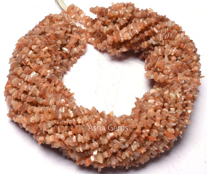 Natural Peach Moonstone Uncut Chips Raw Gemstone Beads ,Beautiful Pink Peach Shade Moonstone Smooth Uneven Beads AAA Quality Moonstone Beads