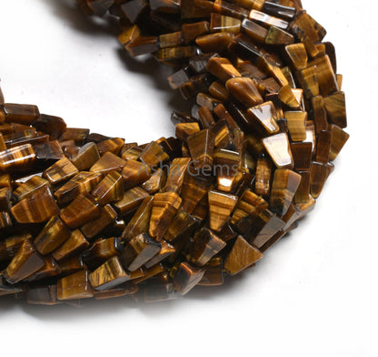 Natural Tiger Eye Smooth Triangle Shape Handmade Gemstone Beads, Shaded Brown Tiger Eye Fancy Trillion Straight Drill Beads Jewelry Makings