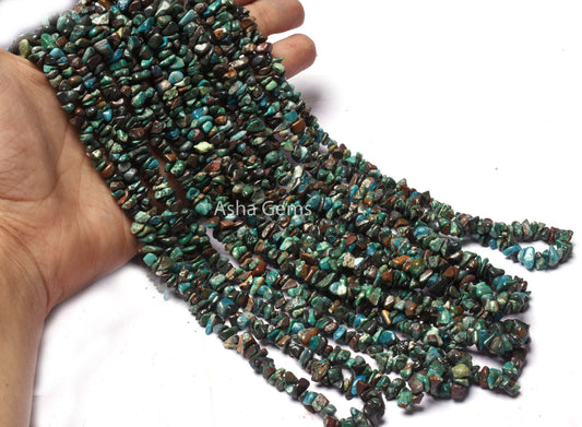 Natural Chrysocolla Uncut Chips Gemstone Beads.34"Strand Fine Quality blue Chrysocolla Raw Rough Smooth Bead Jewelry Making SALE Chrysocolla