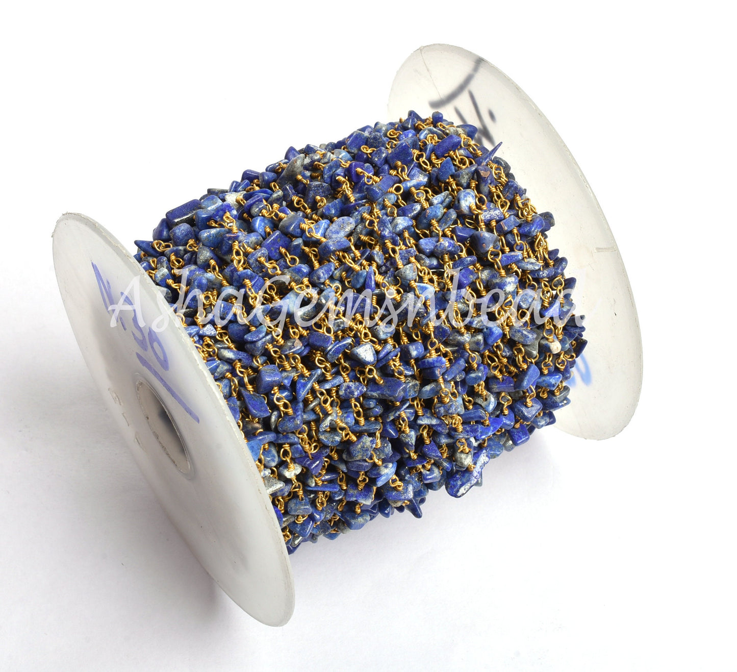 Natural Blue Lapis Uncut Chip Beads Rosary Chain Gold Plated Wire Wrap Lapis Rough Beaded Handmade Chains For Necklace Making Jewelry Crafts