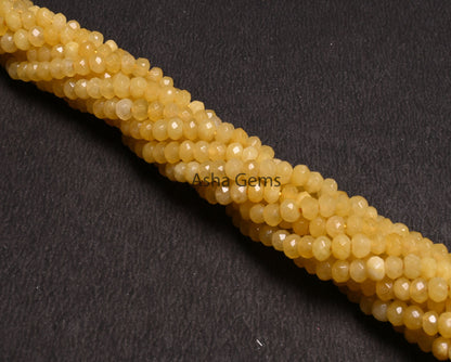 Beautiful Yellow Jade Quartz faceted Rondelle Shape Beads,4.5 mm Fine Jade Quartz machine cut Gemstone Loose Beads Jewelry Making Craft SALE
