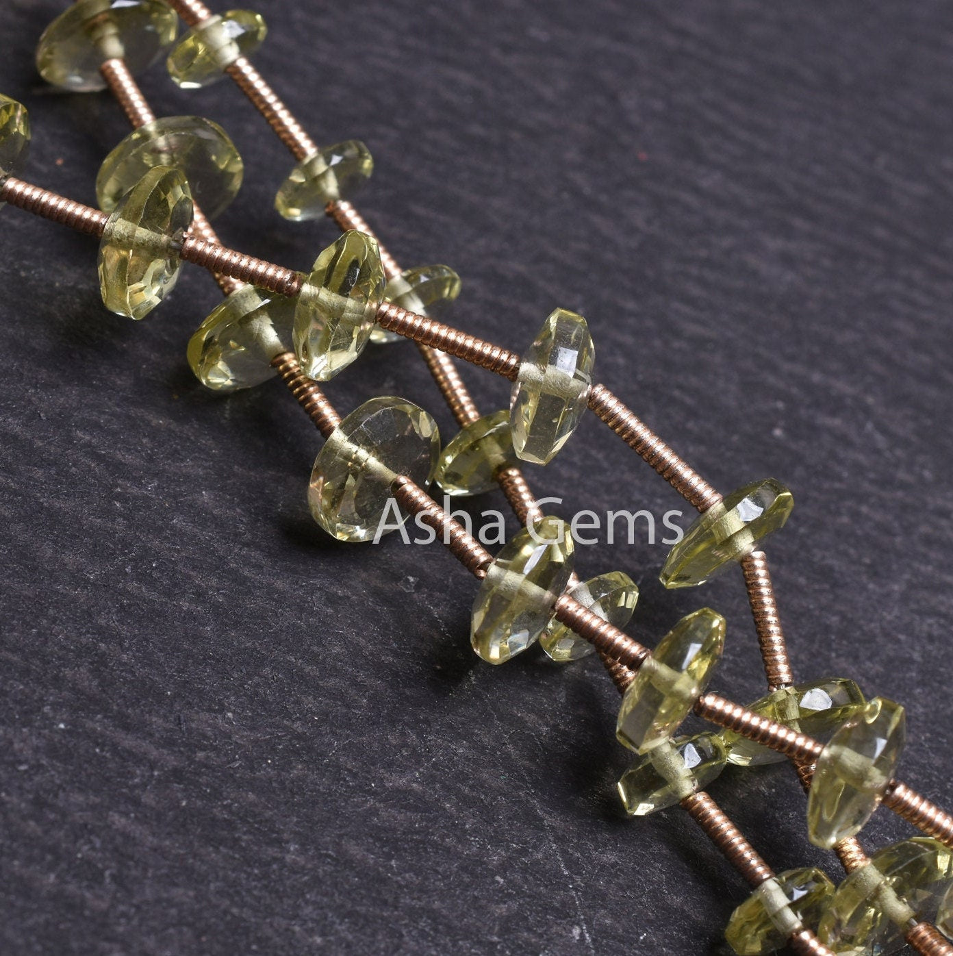 Beautiful Lemon Quartz Fancy Flat Rondelle Beads, Natural Lemon German Cut Gemstone Loose Beads,6" Lemon Quartz Beads Jewelry Making Crafts