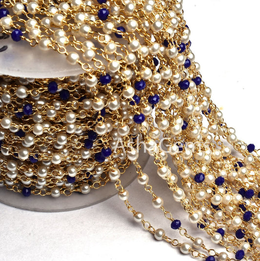 1,10,25,50 foot Bulk Roll Rosary Chain Pearl Blue Lapis Hydro Faceted Rondelle Beads Chain Multi Color Gold Plated Wire Beaded Chains Rosary