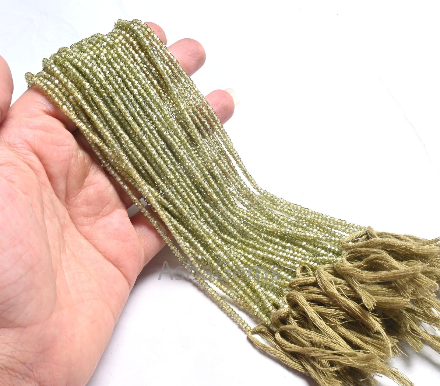2.5mm Beautiful Green Zircon Micro Faceted Rondelle Beads,13" AAA Peridot Green Cubic Zircon machine Cut Zircon Tiny Bead Jewelry Craft SALE