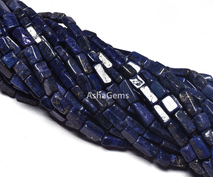 Natural Lapis Lazuli Smooth Rectangle Beads, Amazing Blue Lapis Handmade Rectangle Gemstone Beads Straight Drilled Lapis Beads For Jewelry