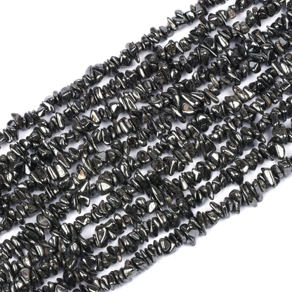 34 inch Natural Gun Metal Uncut Chips Raw Gemstone Beads Gunmetal Rough Smooth Nugget Beads, AAA Black Gun metal, Hematite Beads Raw Stones