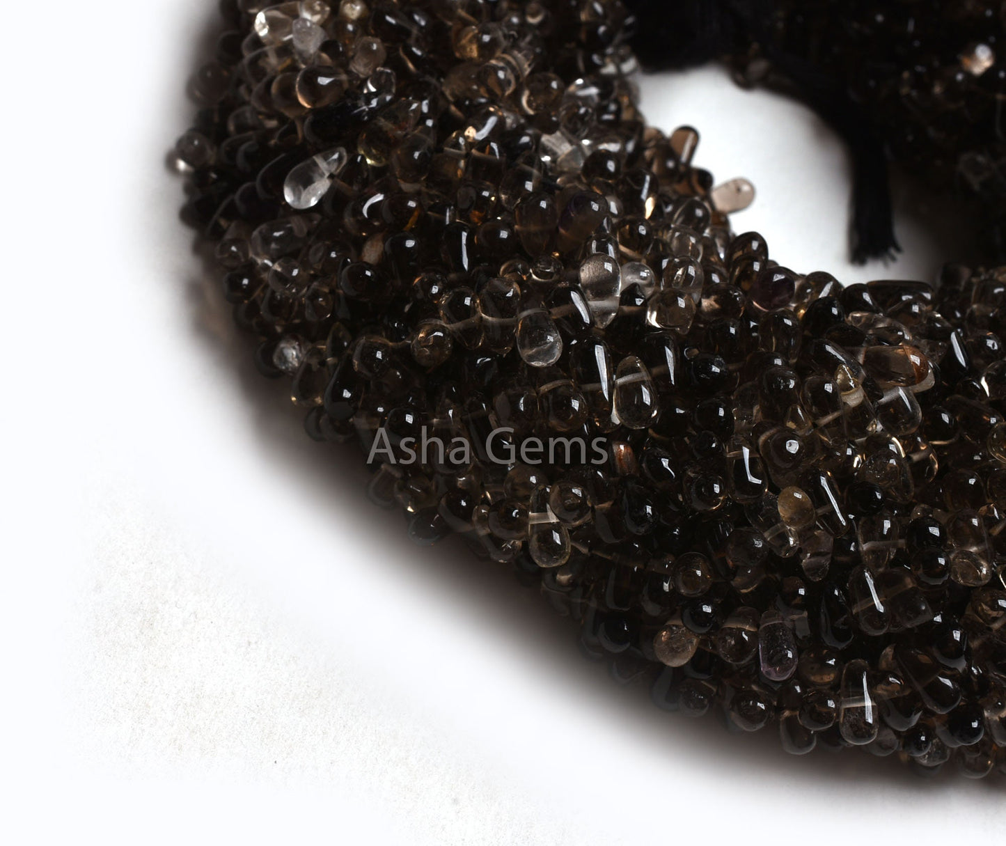 Natural Smoky Smooth Side Drill Drops Gemstone Beads,13" Strand Shaded Smoky Quartz Plain Handmade Uneven Teardrop Beads Drop Jewelry Making