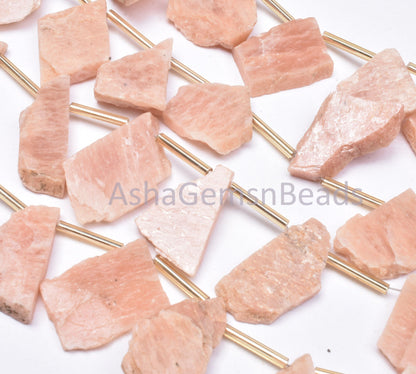 Rare Pink Amazonite Uneven Shape Slice Beads, Natural Pink amazonite Rough Beads Healing Crystal Raw Mineral Nugget Beads For Boho Jewelry