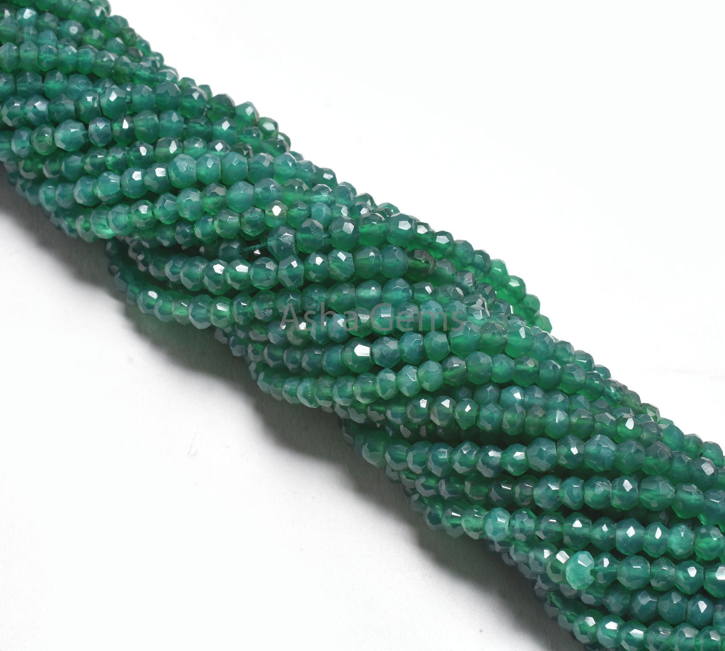 Beautiful Natural Green Onyx Faceted Rondelle Shape Gemstone Beads,13" Strand Green Onyx Beads, Fine Quality,Green Onyx Beads Jewelry Making