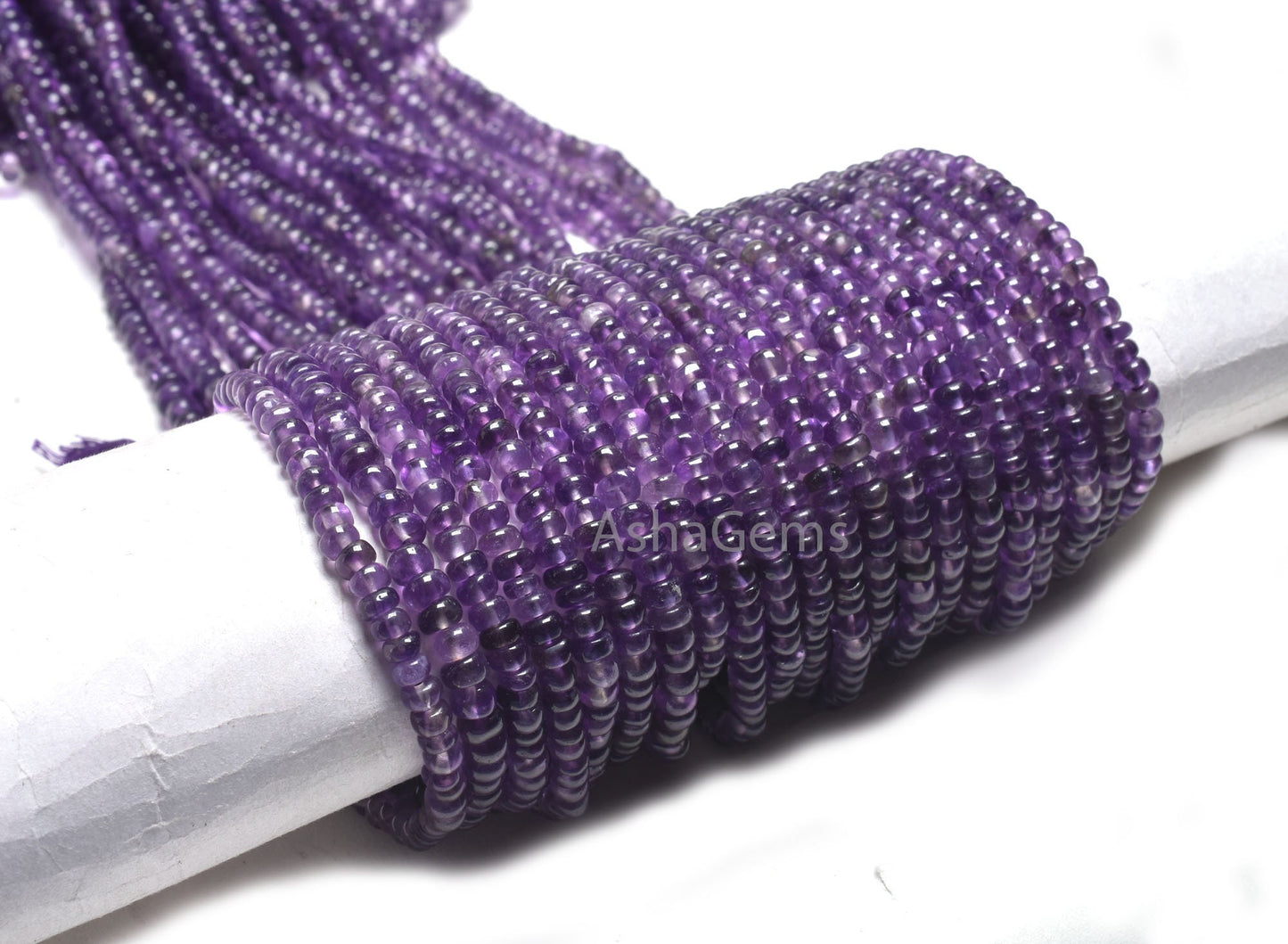 Fine African Amethyst Smooth Rondelle Shape Beads,12.5" Amethyst Plain Handmade Gemstone Loose Beads, Fine Purple Amethyst Bead Jewelry SALE