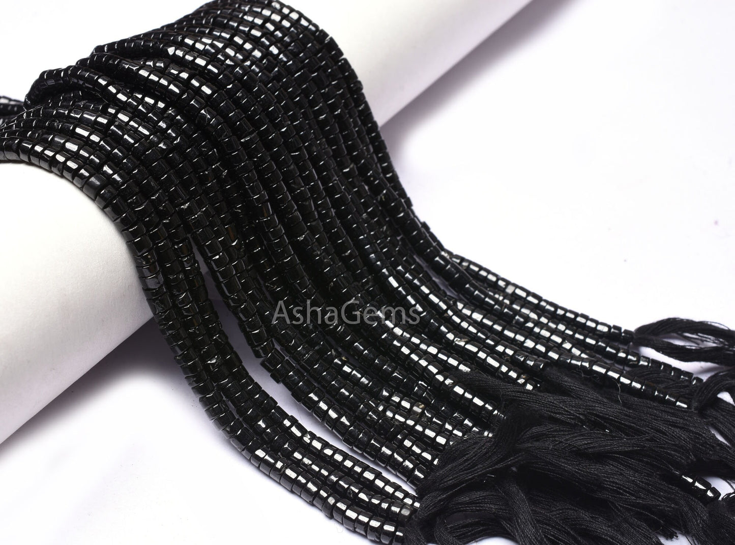 AAA Quality Black Spinel Smooth Wheel Shape Beads, Spinel Tyre Beads,4,5 mm Black Gemstone Center Drill Beads For Necklace Jewelry Making