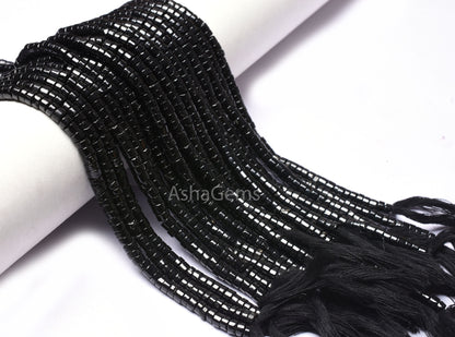 AAA Quality Black Spinel Smooth Wheel Shape Beads, Spinel Tyre Beads,4,5 mm Black Gemstone Center Drill Beads For Necklace Jewelry Making