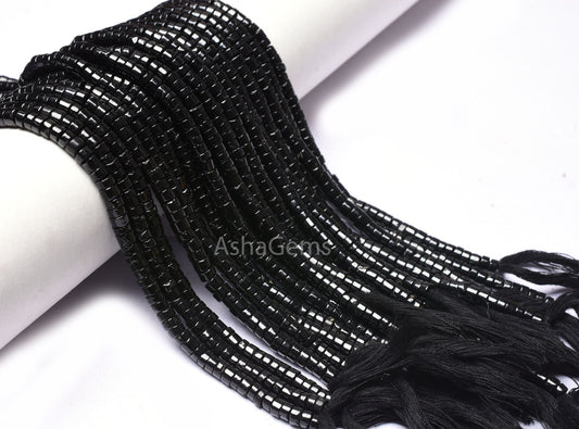 AAA Quality Black Spinel Smooth Wheel Shape Beads, Spinel Tyre Beads,4,5 mm Black Gemstone Center Drill Beads For Necklace Jewelry Making