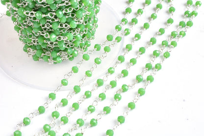 Green Jasper Hydro Faceted Rondelle Jewelry Beads Rosary Chain 1 to 50 Feet Bulk Roll Supply Chain 3-3.5 Green Crystal Rosary Chain CRAFTS