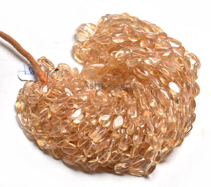 Natural Citrine Smooth Nugget Shape Beads,9/18" Strand Yellow Citrine Plain Handmade Uneven Tumble Straight Drill Gemstone Bead Jewelry SALE
