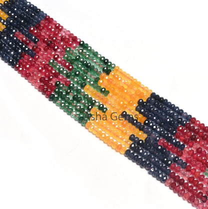 Beautiful Multi Color Jade Quartz faceted Rondelle Beads,4.5mm Fine Shaded Jade machine cut Gemstone Bead,14"Strnd Jewelry Making Craft SALE