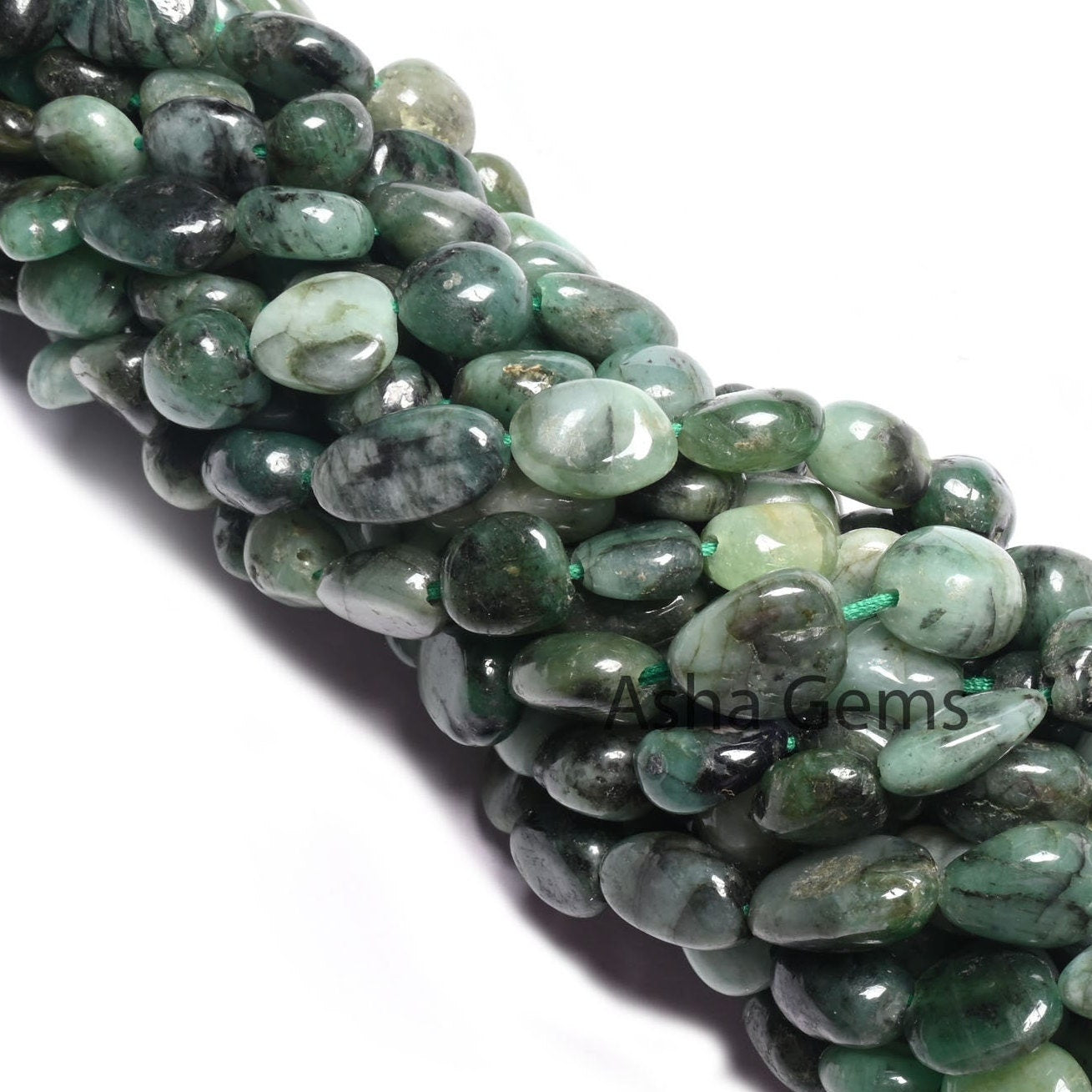 Beautiful Green Emerald Smooth Nugget Gemstone Loose Beads,Sakota Emerald Tumble Handmade Graduation Size Emerald Bead Necklace Jewelry SALE (AG 22301)
