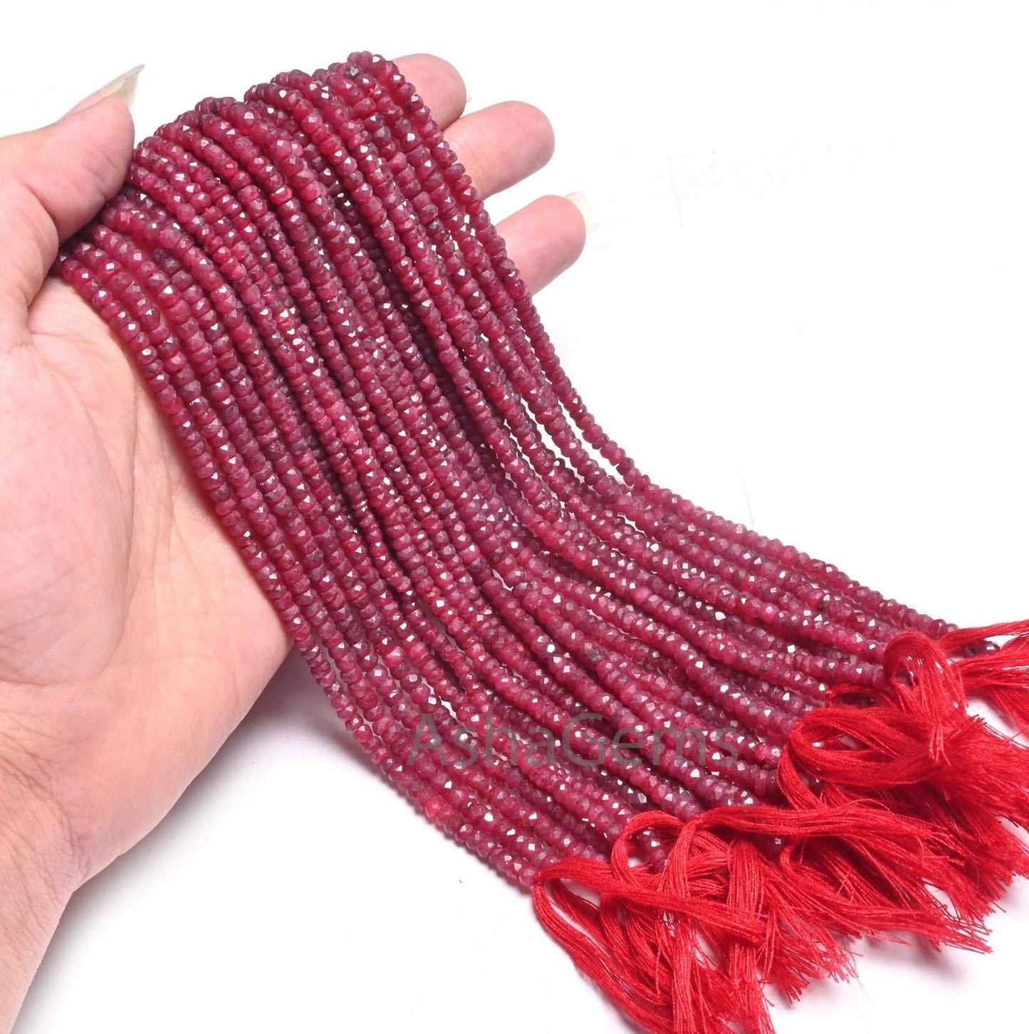 Red Ruby Corundum Faceted Beads,12.5" Ruby Indian Cut Rondelle gemstone beads, Ruby Corrundum Indian Cut beads For Necklace Jewelry Crafts