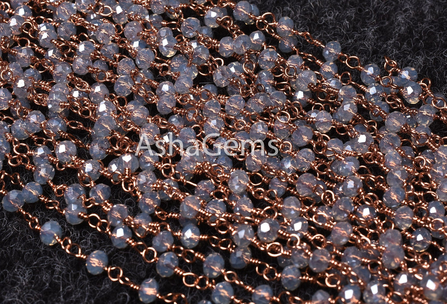 Beautiful Rainbow Moonstone Hydro Silver Coated Faceted Beads Rosary Chain By Feet,3mm Copper Plated Wire Wrap Bulk Chain For Jewelry Making