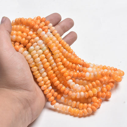 AAA Quality Opal Smooth Rondelle Beads,16" Fire Opal Color beads, Carrot Orange Shaded opal Plain Gemstone Loose bead Necklace Jewelry Craft