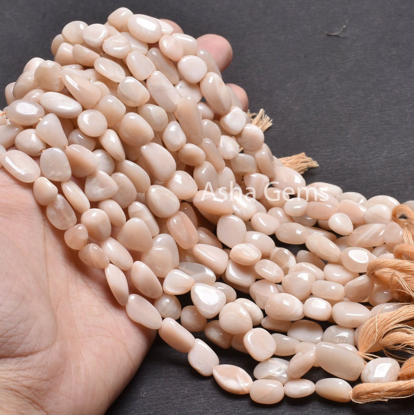 13" Strand Natural Peach Moonstone Nugget Shape Beads, Light Pink Moonstone Smooth Handmade Tumble Beads Jewelry Making Craft Moonstone Bead