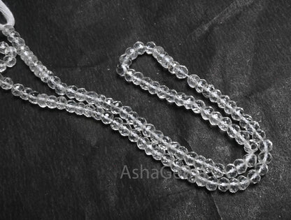 Beautiful Natural Crystal Quartz Micro Cut Beads,13" AAA Quality Crystal Indian machine cut Faceted Rondelle Crystal Bead Jewelry Craft SALE ( AG 15418 )