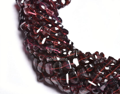 genuine Red Garnet Fancy D Shape Gemstone Beads,13" Strand Natural Garnet Faceted Flat D Shape Beads AAA Garnet Beads For Jewelry Craft Sale