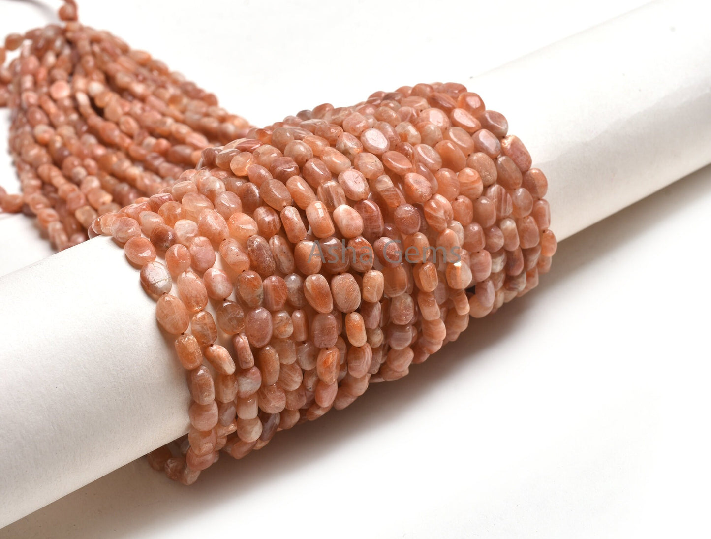 Natural Sunstone Smooth Nugget Gemstone Beads,13" Strand Red Sunstone Plain Handmade Uneven Oval Nugget Beads, Sunstone Bead Jewelry Crafts