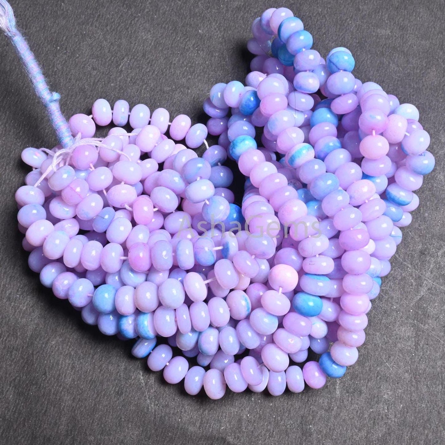 AAA Lavender Blue Opal Smooth Rondelle Beads,16" Strand Shaded Blue Lavender Opal Plain Handmade Gemstone Loose Bead Blue Opal Beads Jewelry