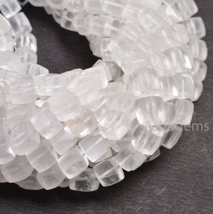 White Crystal quartz faceted 3D Cube Box Beads, Natural Crystal beads,8" Crystal faceted Cube Box Gemstone Beads Jewelry Making Crafts SALE