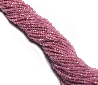 2.5 mm Fine Quality Pink Tourmaline Micro Cut Faceted Rondelle Gemstone Loose Beads, Natural Tourmaline Tiny machine cut Bead Jewelry Crafts