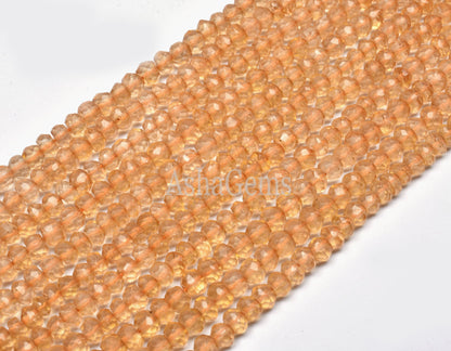 Beautiful Quartz Coated Citrine Faceted Rondelle Beads,13" Strand Yellow Coated Quartz Beads,4 mm Citrine Coated Quartz Gemstone Beads SALE