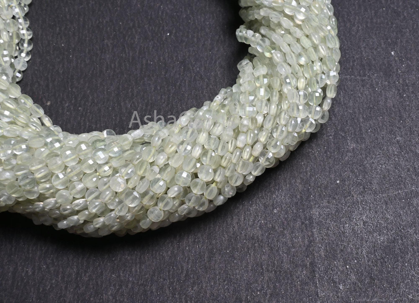 AAA Quality Prehnite faceted Coin Shape Gemstone Loose Beads, Natural Light Green  Prehnite Tiny Coin Briolette Beads Jewelry Makings Crafts