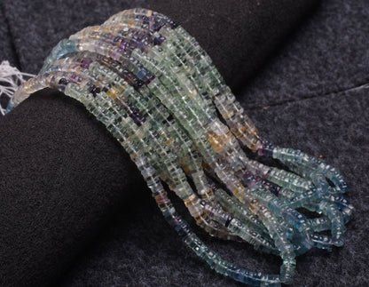 Natural Fluorite Smooth Tyre Shape Beads,5.5-6mm Beautiful multi Fluorite Shaded Beads, Fluorite Heishi Tyre Bead Jewelry Making Craft,SALE