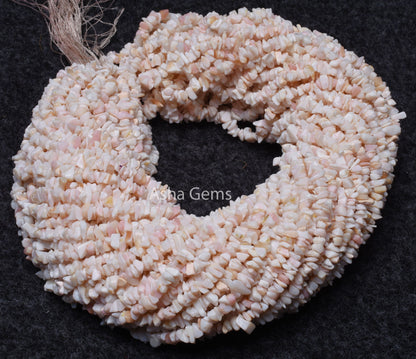 Natural Pink Opal Uncut Chip Beads,34" Strand Opal Smooth raw Rough Gemstone Beads, Light Pink Opal Beads Tiny Nugget Chip Bead Jewelry Sale