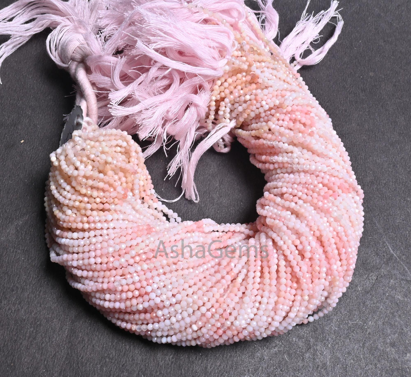 AAA Quality Pink Opal Faceted Rondelle Gemstone Tiny Beads,2.5 mm Genuine Opal Micro Cut Beads, Shaded Pink Opal Beads Jewelry Making Crafts