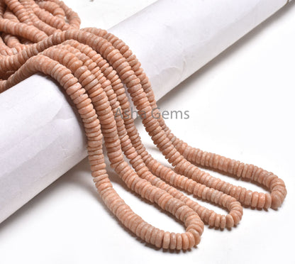 Fine Quality Pink Amazonite smooth Heishi Tyre Gemstone Beads, Natural Amazonite Flat Wheel Shape Unpolished Beads, Rare Amazonite Bead SALE