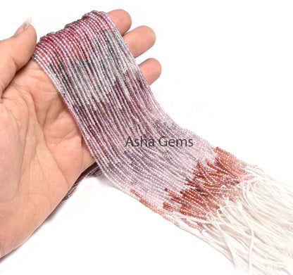 AAA Quality 13"Strand Natural Multi Spinel Micro Cut Rondelle Faceted Gemstone Beads,1.9 mm Natural Spinel Tiny Beads, Jewelry Making Crafts
