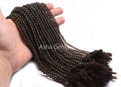 AAA Smoky Quartz Smooth Round Shape Beads,4.5-5 mm Natural Smoky Round Ball Gemstone Beads,13" Strand Smoky Beads Jewelry Making Crafts SALE
